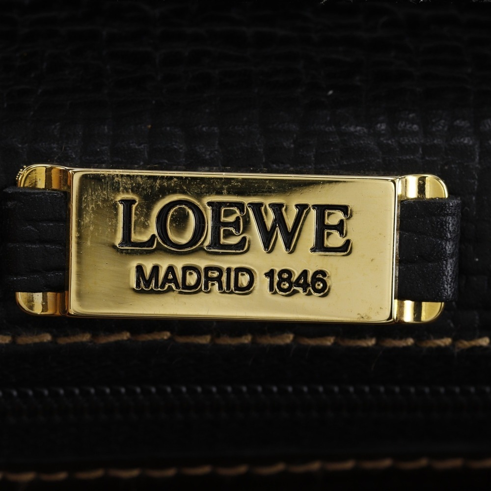 Loewe Barcelona Handbag, 2-Way Shoulder Bag, Embossed Leather, Black, 2-Way, ... - Picture 16 of 16